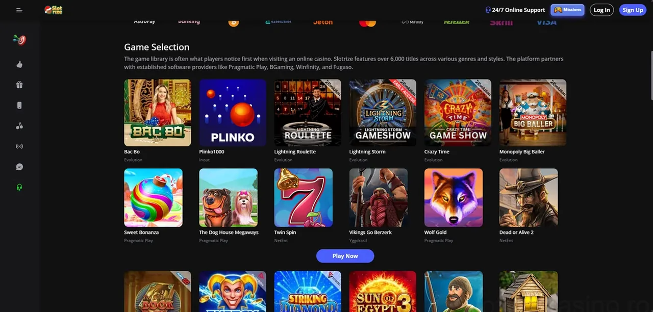SlotRize Casino - Operatorul Crypto cu 3000+ Jocuri Casino